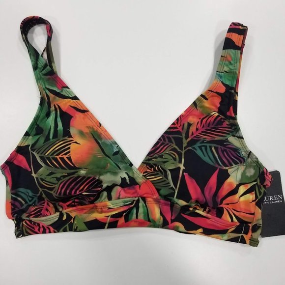 Lauren Ralph Lauren Surplice Underwire Bikini Top   Midnight Tropical Size 10 - Picture 6 of 11